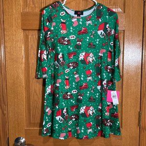 IZ BYER Girls XL (16) 3/4 Sleeve Christmas Holiday Dress Green Dog Print NWT NEW
